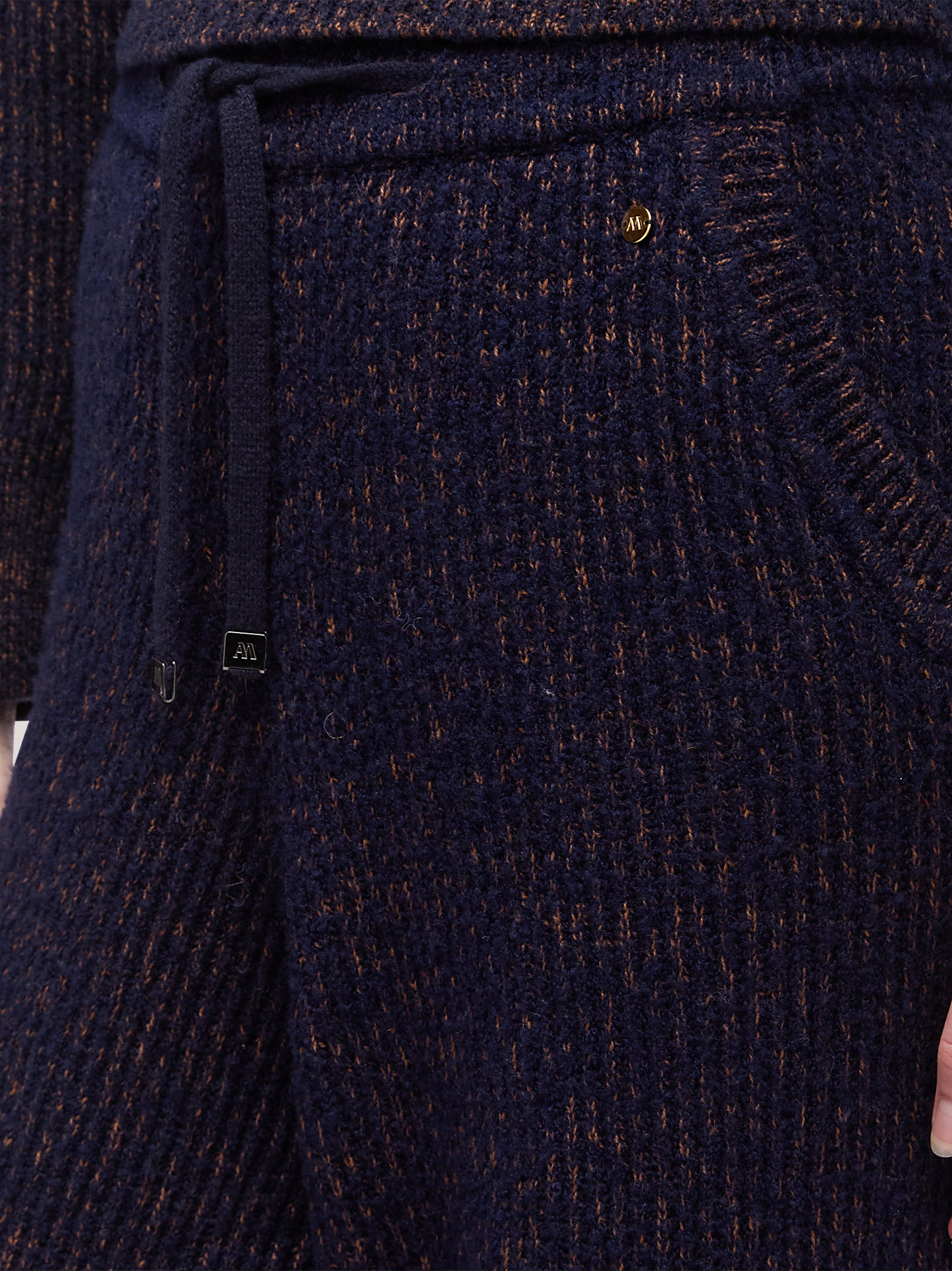 Pantaloni donna fondo ampio, lavorazione maglia inglese bicolore navy /caramel cafe 250r93_fw259a_u01nac 68522014343494