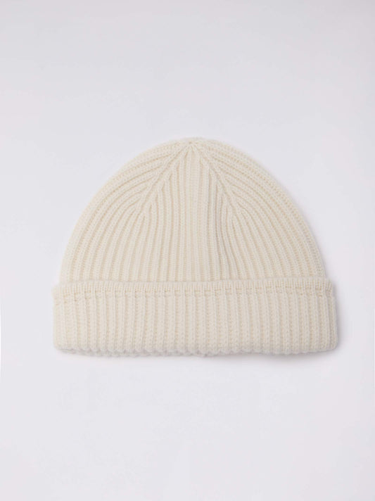 Cuffia a coste con risvolto bianco naturale 25k309_n_fw25-3_217bia