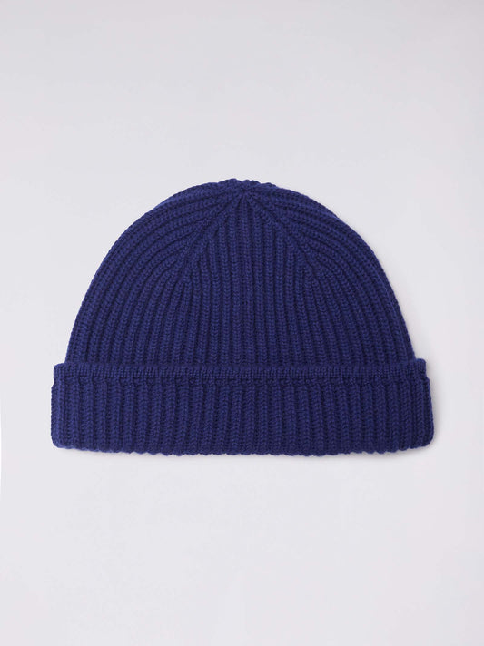 Cuffia a coste con risvolto blu cina 25k309_n_fw25-3_783bci