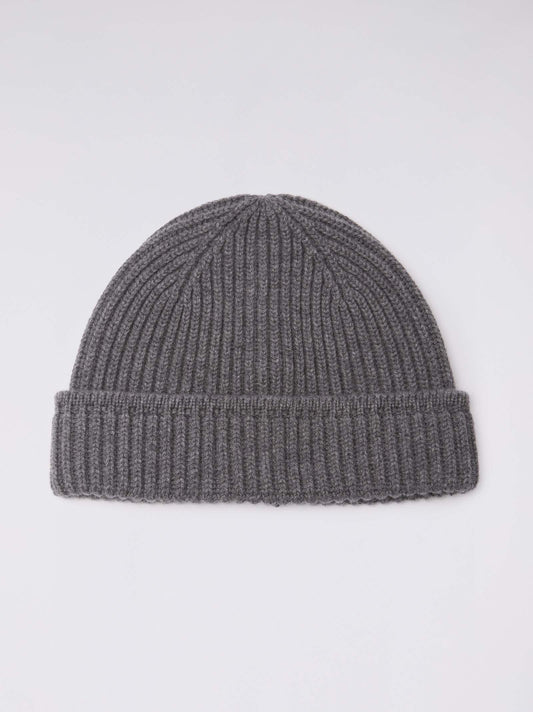 Cuffia da uomo a coste con risvolto acciaio mel 25k310_n_fw25-3_085acc