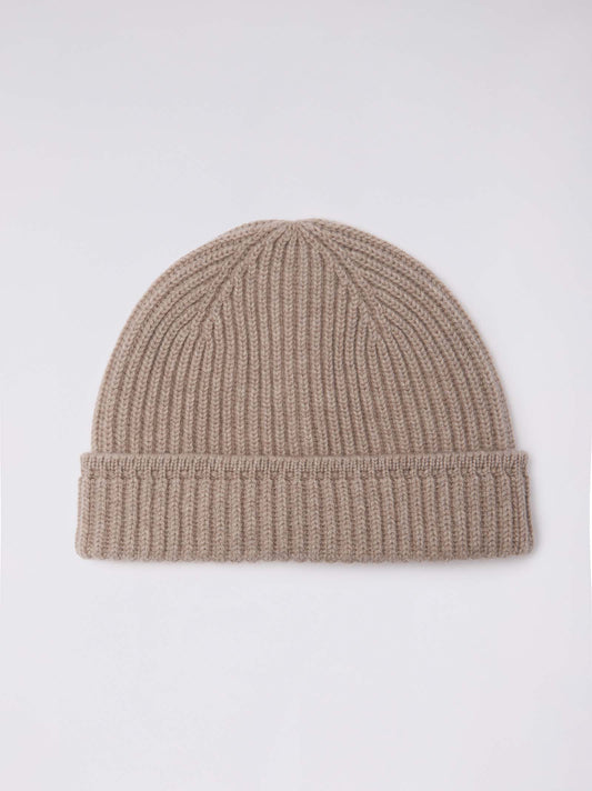 Cuffia da uomo a coste con risvolto avena 25k310_n_fw25-3_j16ave