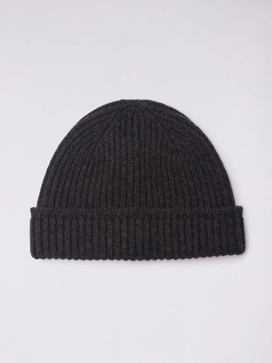 Cuffia da uomo a coste con risvolto grafite mel 25k310_n_fw25-3_425gra