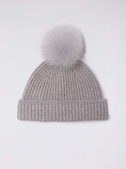 Cuffia a costa inglese con pon pon in volpe perla mel 25k315_n_fw24-3_160083