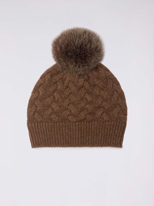 Cuffia a trecce con pon pon in volpe bruciato 25k316_n_rcapi_571571