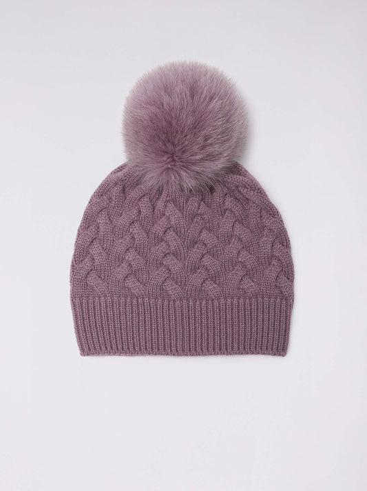 Cuffia a trecce con pon pon in volpe lavanda 25k316_n_rcapi_437437