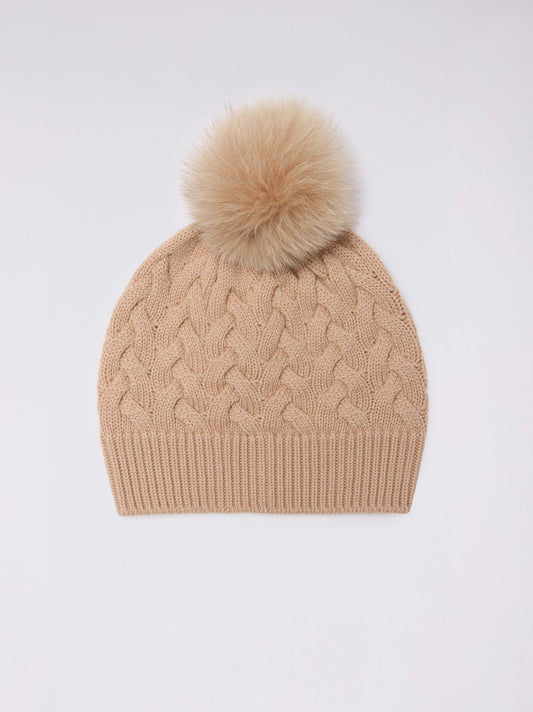 Cuffia a trecce con pon pon in volpe pesca 25k316_n_rcapi_636636