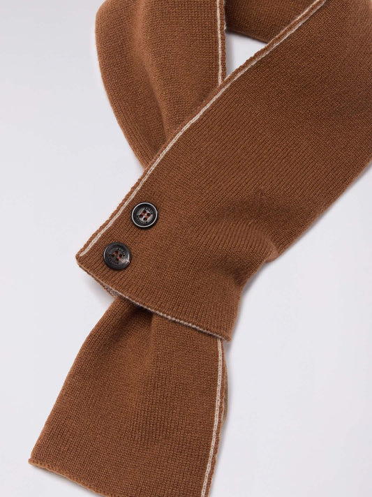 Sciarpa scaldacollo bicolore con asola e bottoni caramel cafe 25k319_n_fw25-3_165car