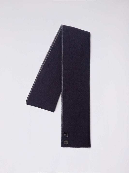 Sciarpa scaldacollo bicolore con asola e bottoni - Sciarpa scaldacollo bicolore con asola e bottoni alt - 002