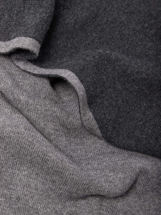 Sciarpa bicolore reversibile con bordi a contrasto - Sciarpa bicolore reversibile con bordi a contrasto alt - 002