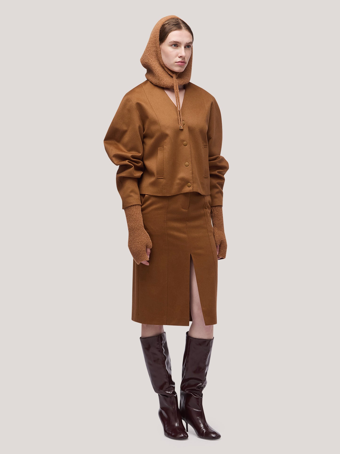 Ribbed sleeves, hanaq tobacco 25k377_fw254a_426tab 68146033983814