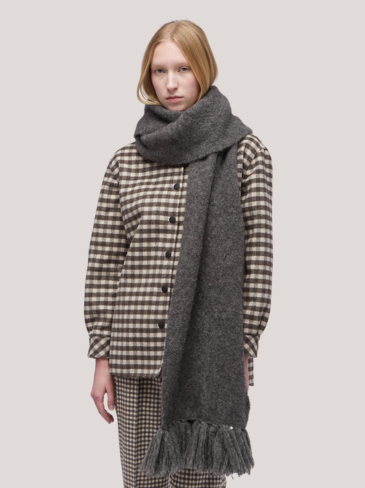 Sciarpa a coste con frange, hanaq acciaio 25k378_fw254a_085acc