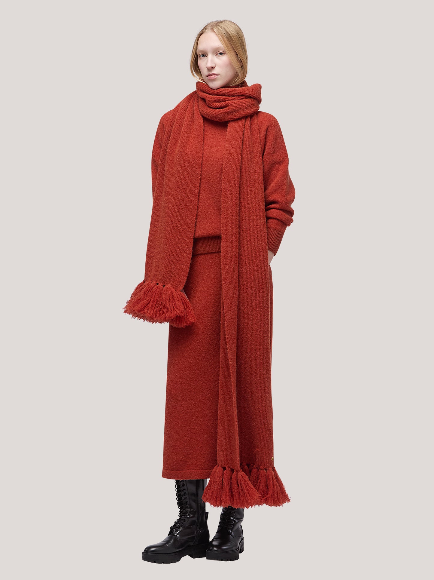 Sciarpa a coste con frange, hanaq rame 25k378_fw254a_677ram 68520732098886