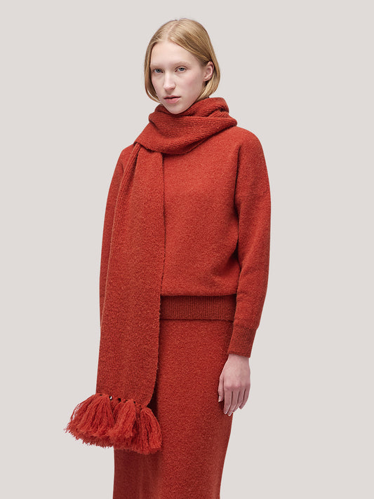 Sciarpa a coste con frange, hanaq rame 25k378_fw254a_677ram