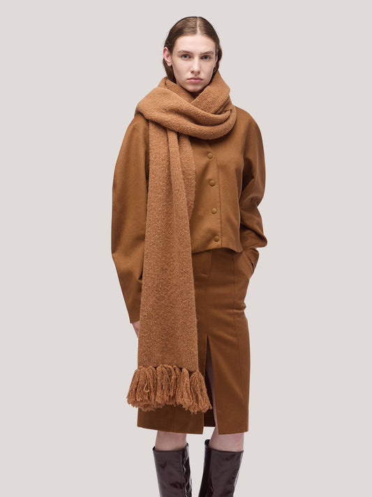 Sciarpa a coste con frange, hanaq tabacco 25k378_fw254a_426tab