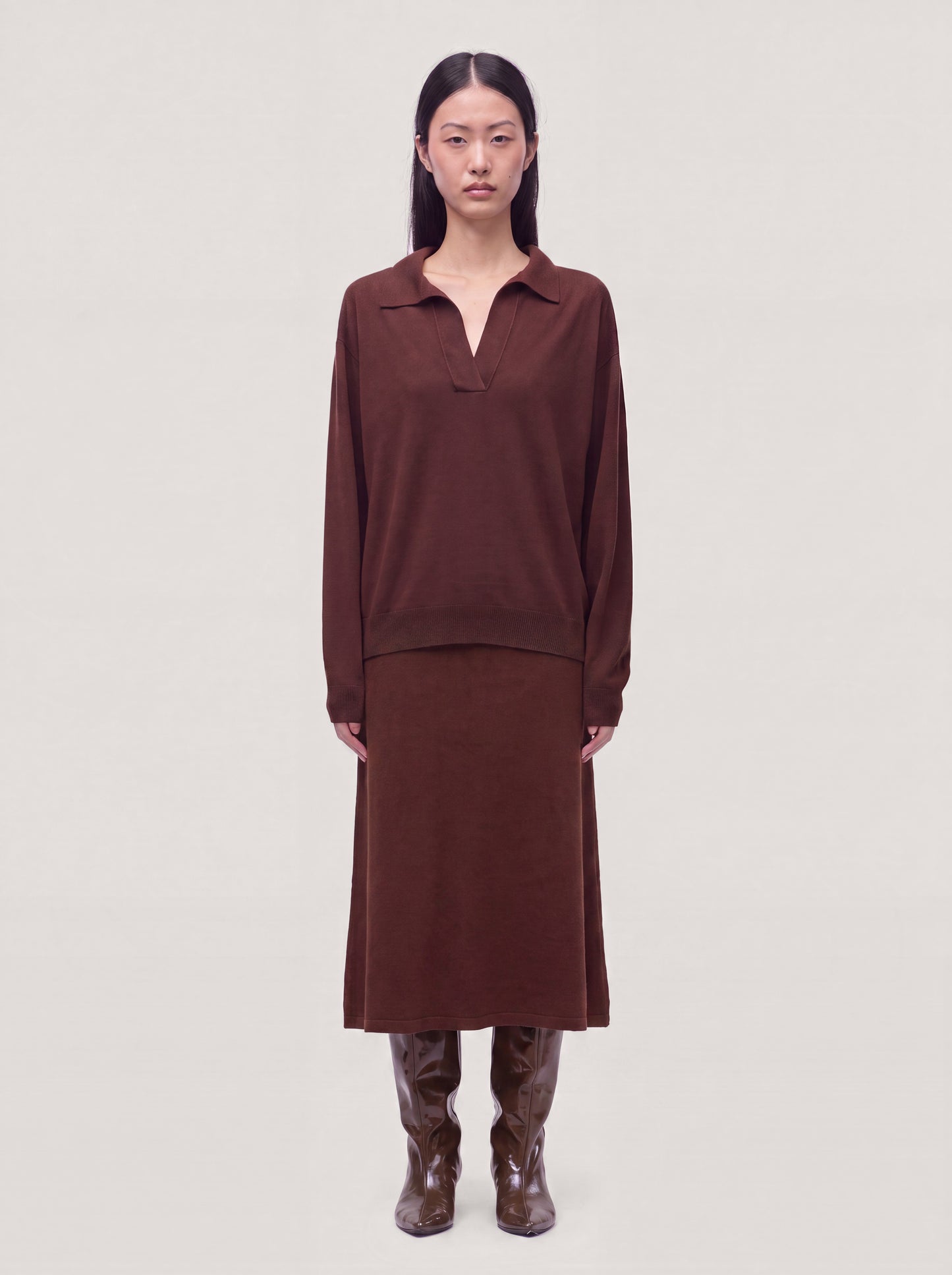 Long skirt in Essential Cashmere nut 260a62_fw26-3_492noc 74823150764358