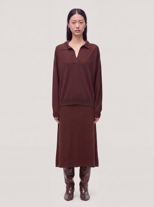 Long skirt in Essential Cashmere nut 260a62_fw26-3_492noc