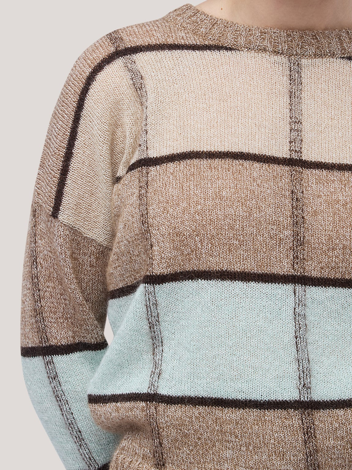 Long-sleeved crew-neck tartan color-block sweater bud 260n32_fw2615_108ger 76162475163974