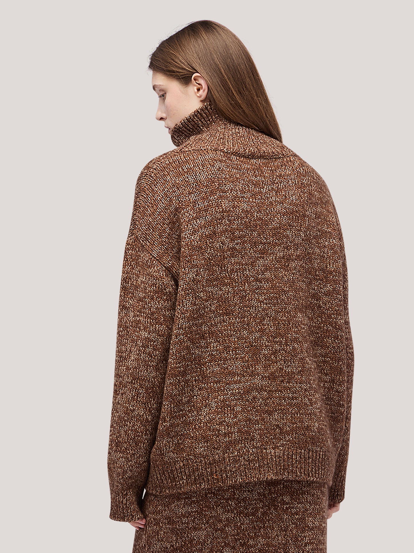 Long-sleeved high-neck sweater in tricolor melange nut 260n54_fw2610_492noc 74731550343494