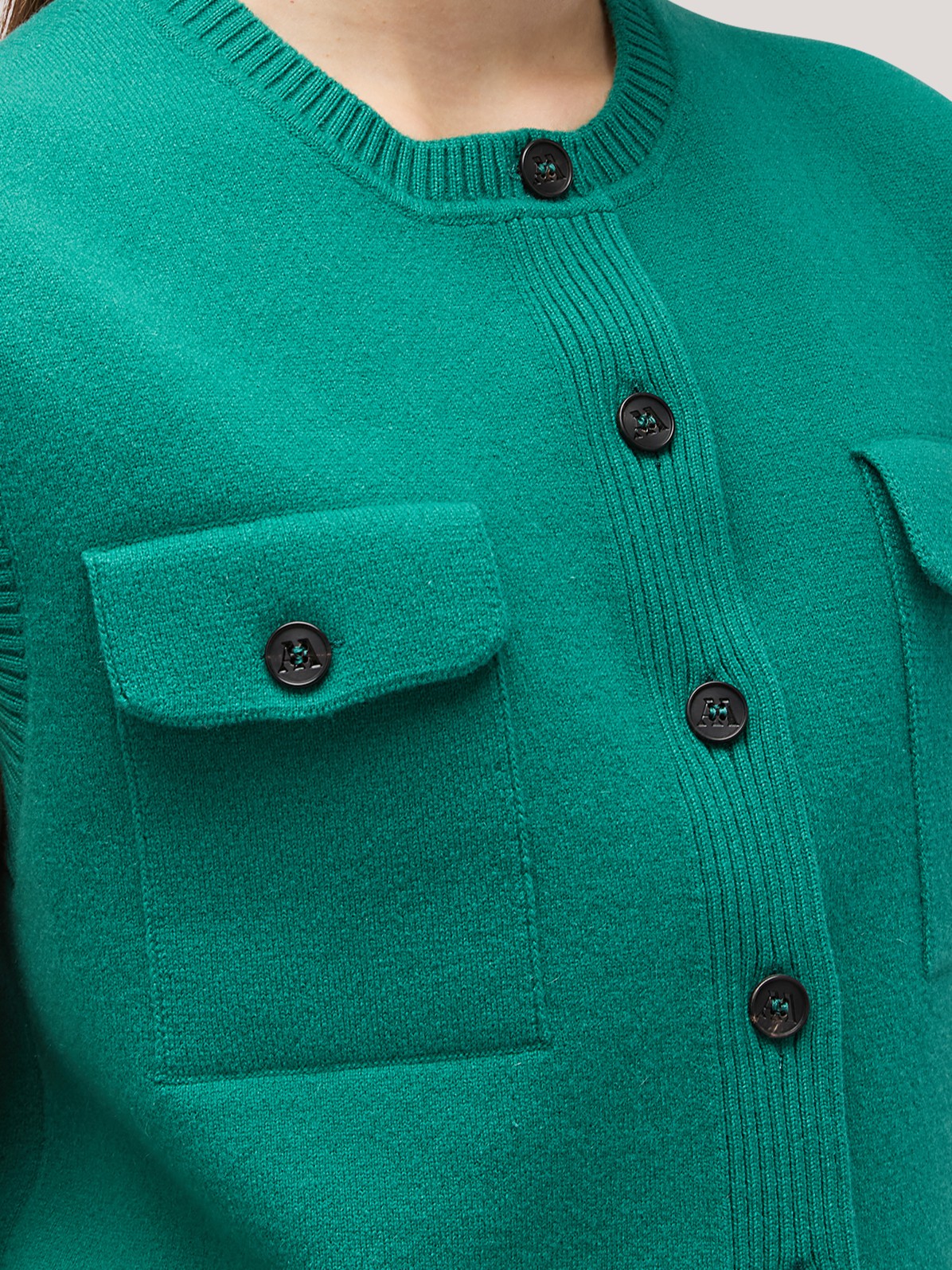 Sleeveless crew-neck cardigan in Milano stitch jade 260r18_fw26-7_816gia 74734088913222