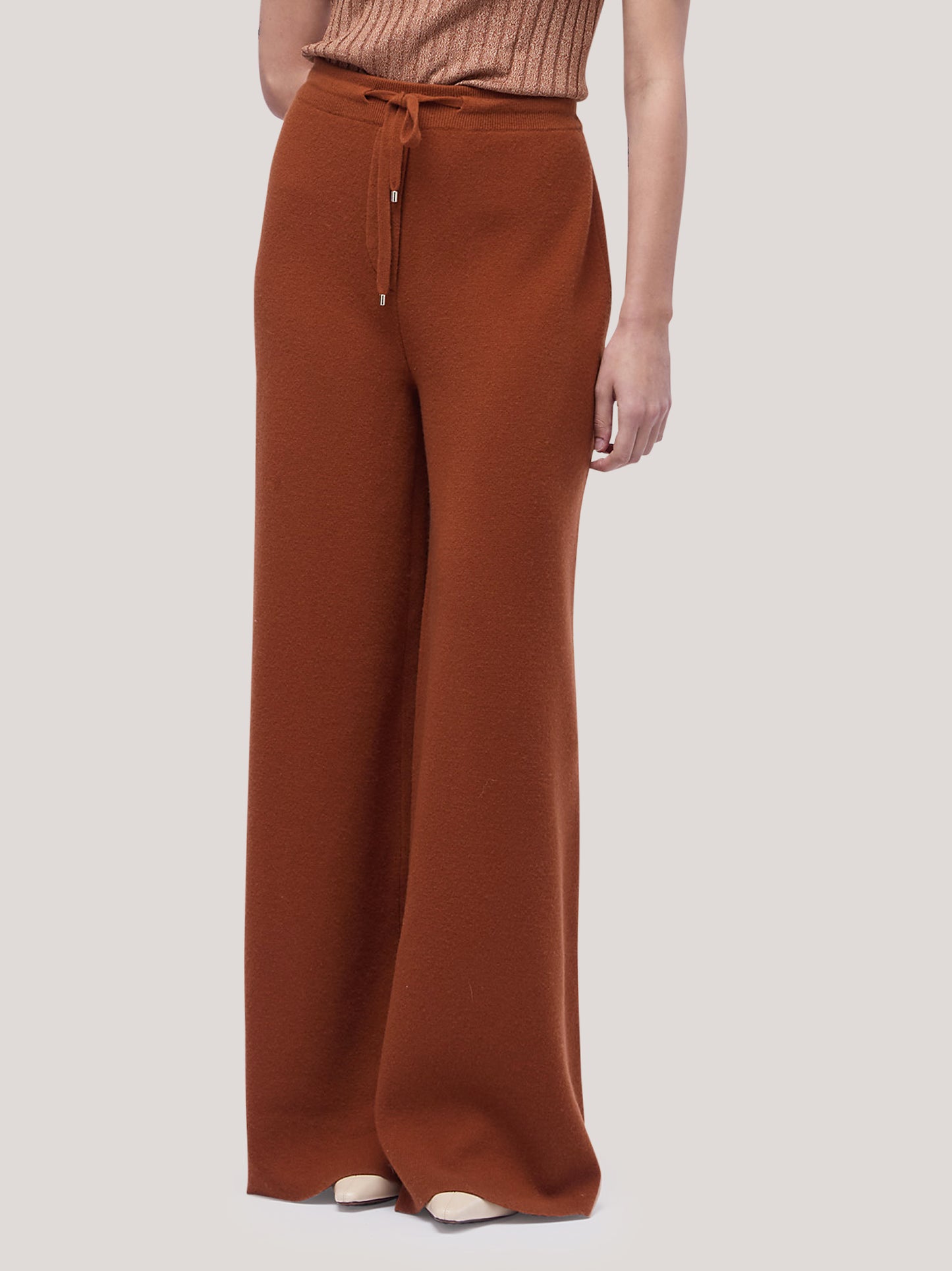 Wide-leg knit trousers with drawstring in Milano stitch volcano 260r20_fw26-7_104vul 74258807750982