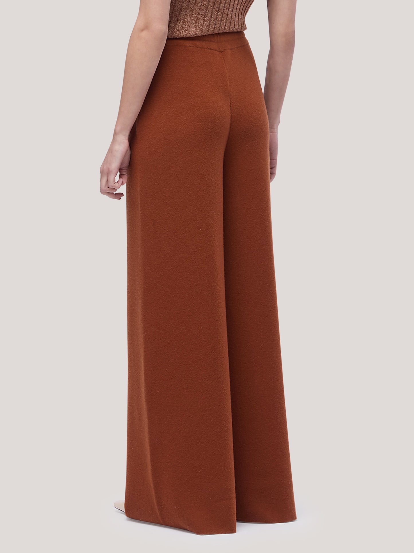 Wide-leg knit trousers with drawstring in Milano stitch volcano 260r20_fw26-7_104vul 74258807783750