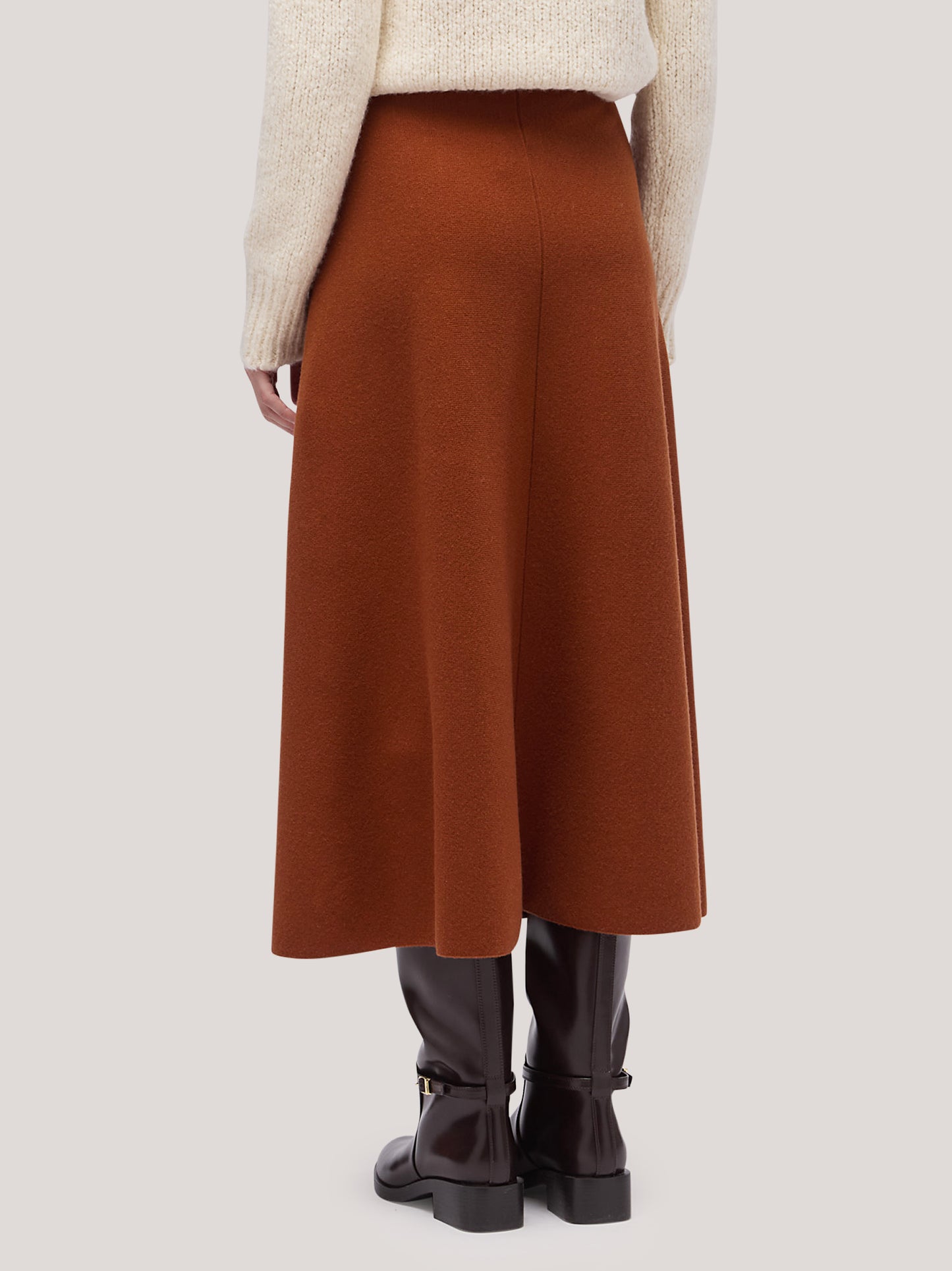 Long flared skirt in Milano stitch knit volcano 260r22_fw26-7_104vul 74751662424390
