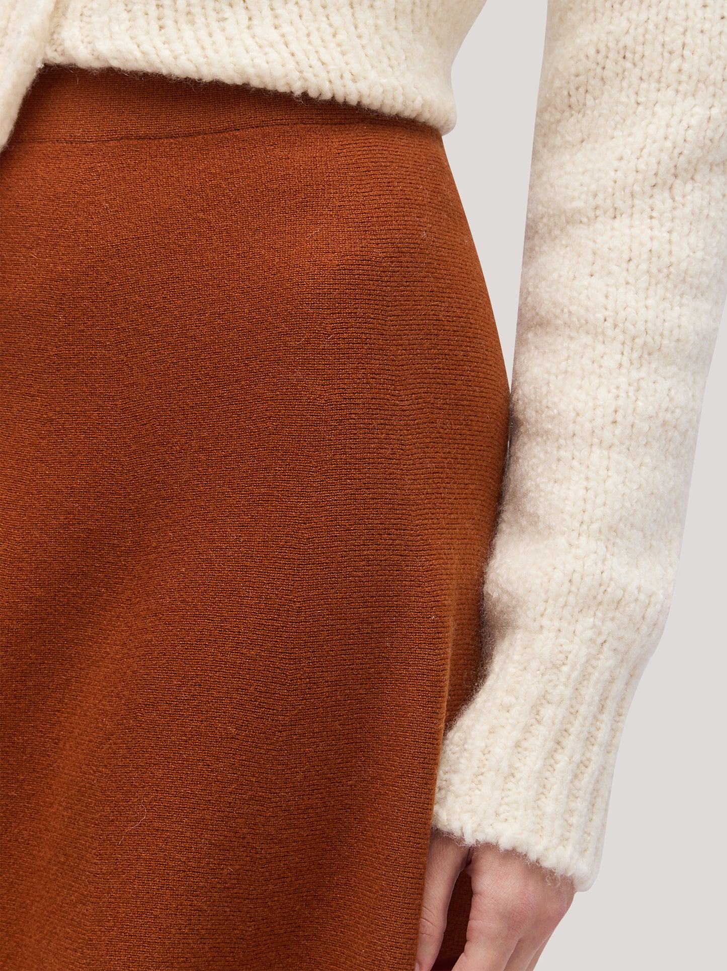 Long flared skirt in Milano stitch knit volcano 260r22_fw26-7_104vul 74751662457158