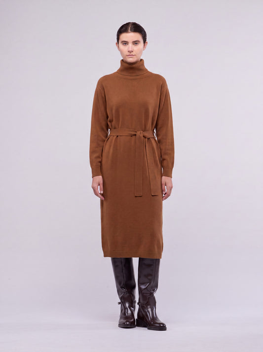 Abito collo alto manica lunga, cintura, Essential Lana Cashmere dakar 260r80_n_fw26-7_j37dak