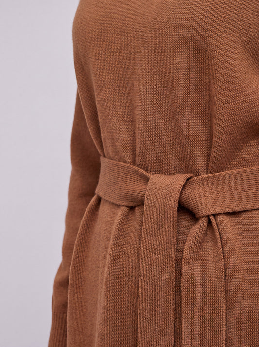 Abito collo alto manica lunga, cintura, Essential Lana Cashmere - Abito collo alto manica lunga, cintura, Essential Lana Cashmere alt - 002