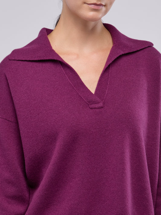 Maglia polo senza bottoni manica lunga, Essential Lana Cashmere - Maglia polo senza bottoni manica lunga, Essential Lana Cashmere alt - 002