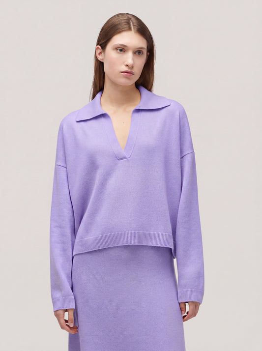 Maglia polo senza bottoni manica lunga, Essential Lana Cashmere incanto lk 260r81_n_fw26-7_d20inc
