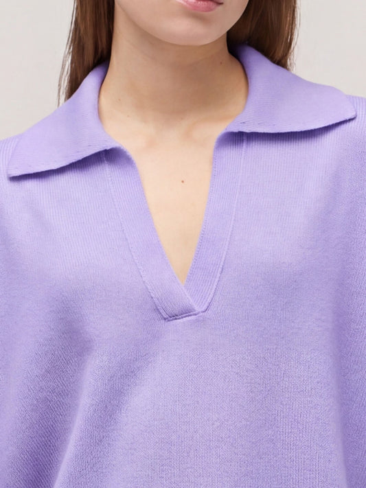 Maglia polo senza bottoni manica lunga, Essential Lana Cashmere - Maglia polo senza bottoni manica lunga, Essential Lana Cashmere alt - 002