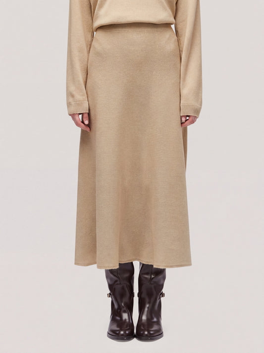 Essential wool and cashmere long skirt dune 260r86_n_fw26-7_999dun