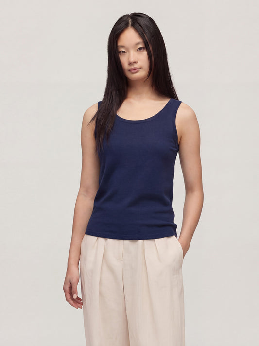 Maglia smanicata spalline fini blu 260u01_n_ss26tc_001blu
