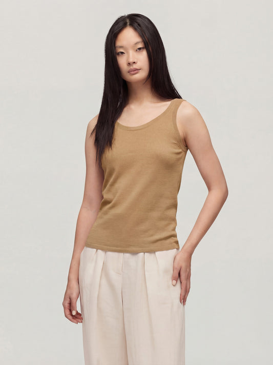 Maglia smanicata spalline fini sable 260u01_n_ss26tc_001sab