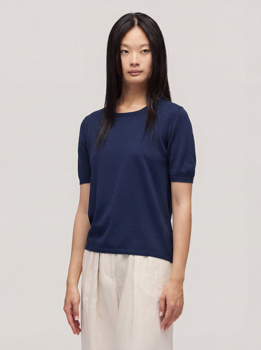 Maglia girocollo manica corta blu 260u05_n_ss26tc_001blu