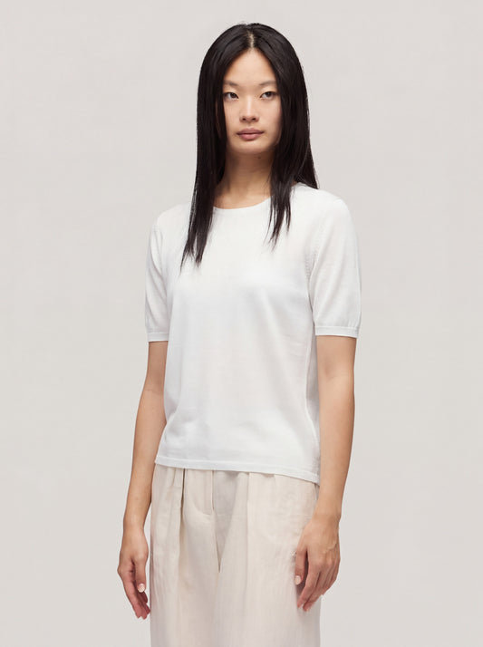 Maglia girocollo manica corta 217 bianco 260u05_n_ss26tc_001bia