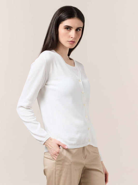 Maglia cardigan manica lunga 217 bianco 260u06_n_ss26tc_001bia