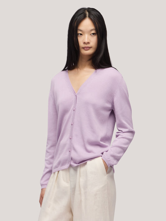 Maglia cardigan manica lunga 311 lilac 260u06_n_ss26tc_001lil