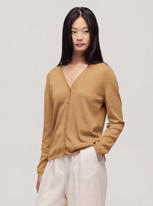 Maglia cardigan manica lunga sable 260u06_n_ss26tc_001sab
