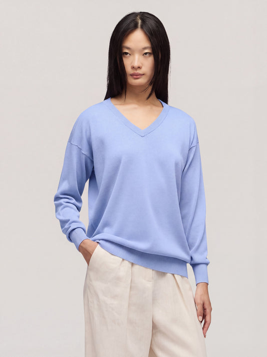 Maglia scollo V manica lunga j33 light blue 260u12_n_ss26tc_001lbl