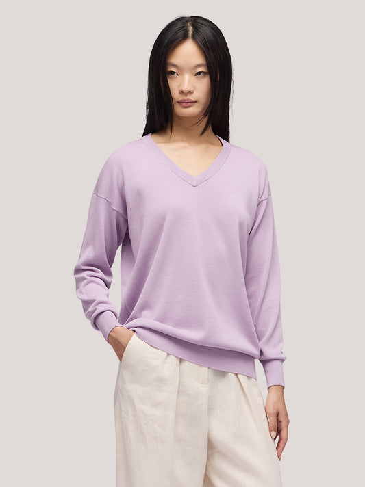 Maglia scollo V manica lunga 311 lilac 260u12_n_ss26tc_001lil