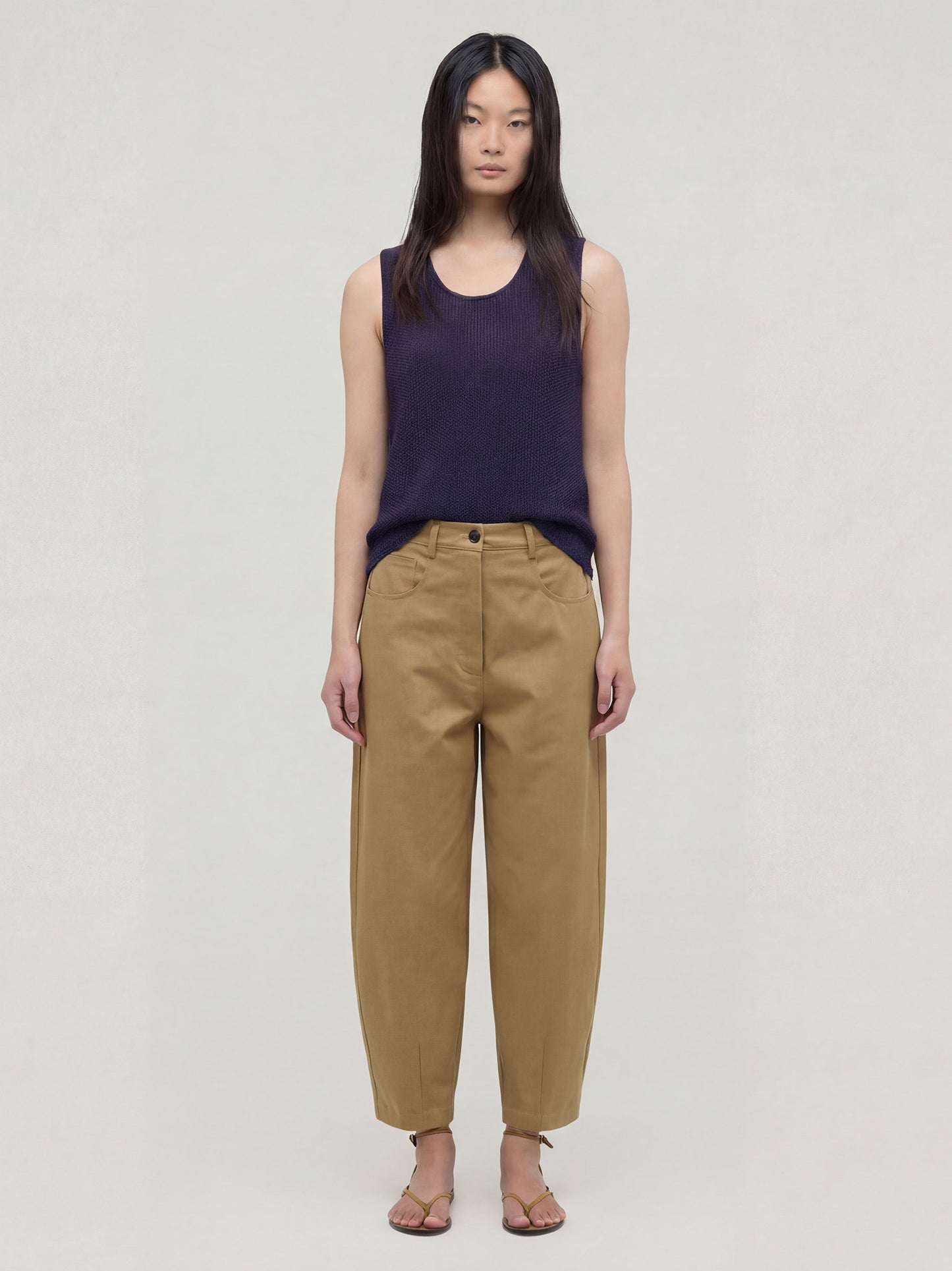 Maglia smanicata paricollo in cotone, punro riso blu navy 260u50_ss262b_u01blu 71523411853638