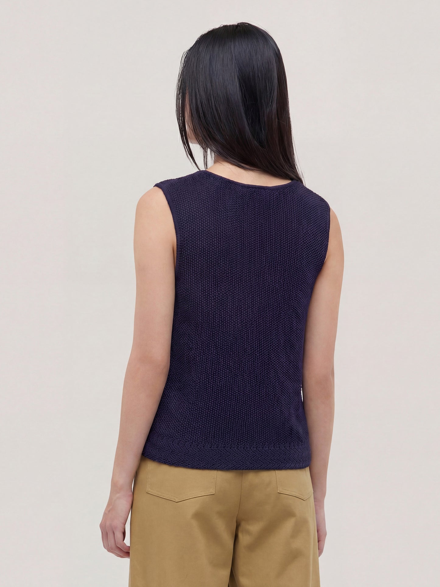 Maglia smanicata paricollo in cotone, punro riso blu navy 260u50_ss262b_u01blu 71522482192710