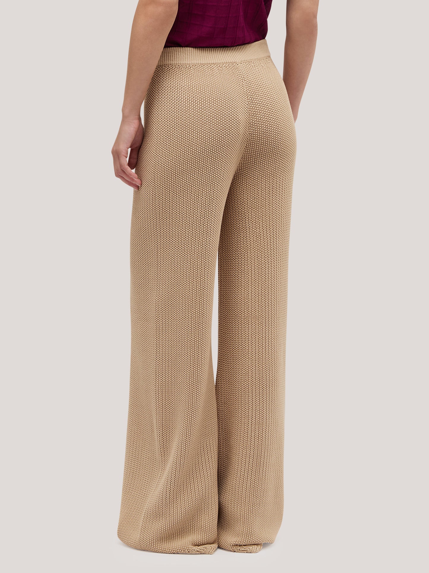 Cotton knit pants in rice stitch beige 260u58_ss262b_291bei 71614812848454