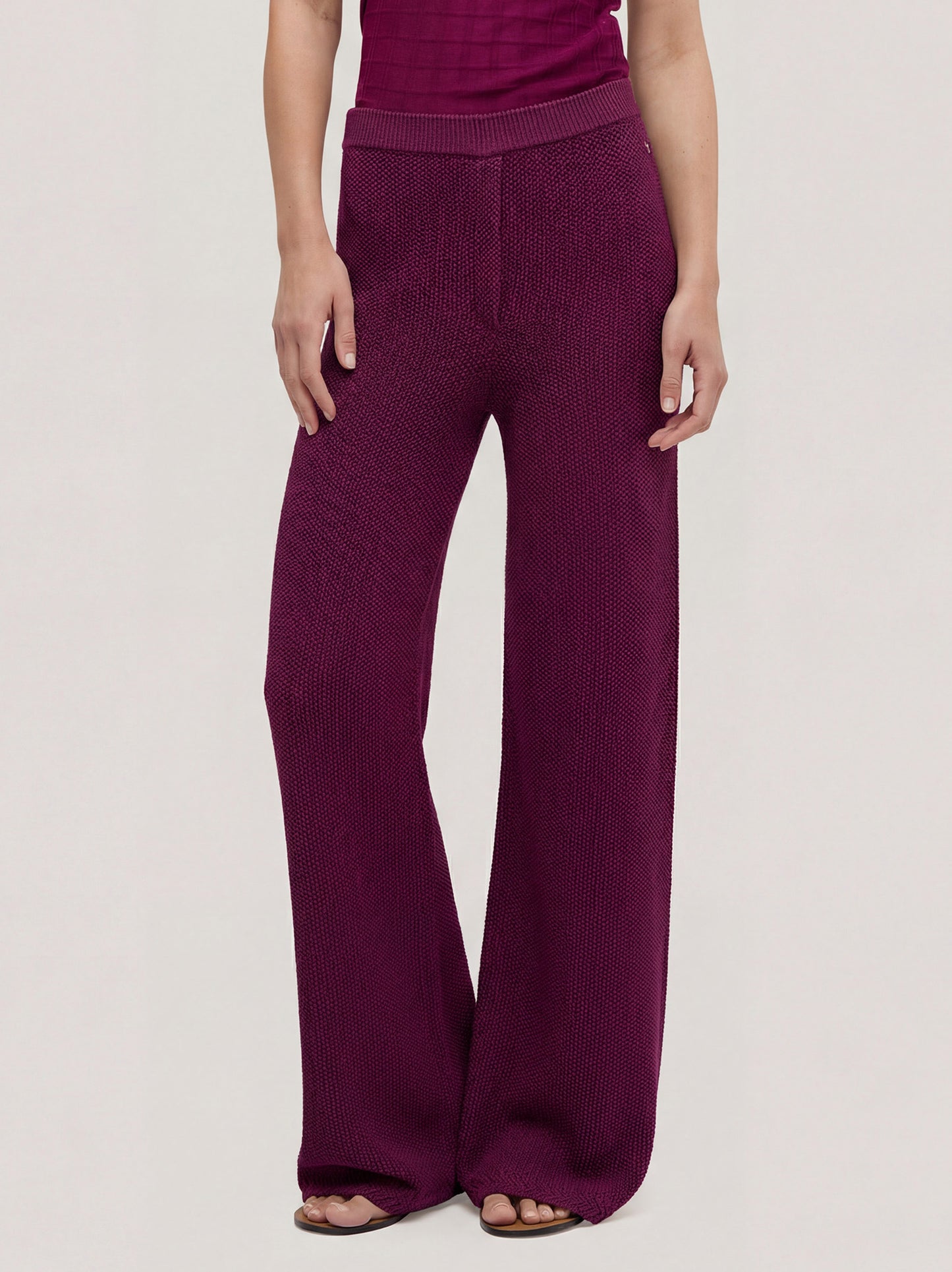 Cotton knit pants in rice stitch dark grape 260u58_ss262b_489dgr 71617683816774