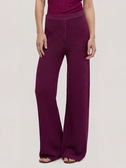 Pantaloni in maglia punto riso in cotone - Pantaloni in maglia punto riso in cotone alt - 002