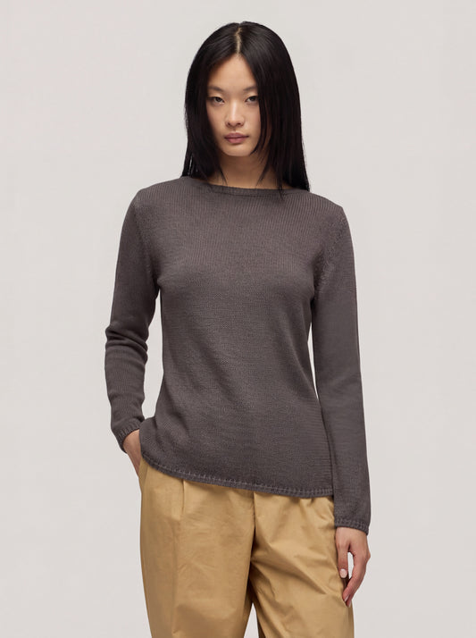Maglia in cotone scollo barchetta a manica lunga 425 grafite 260u87_n_ss26tc_001grf