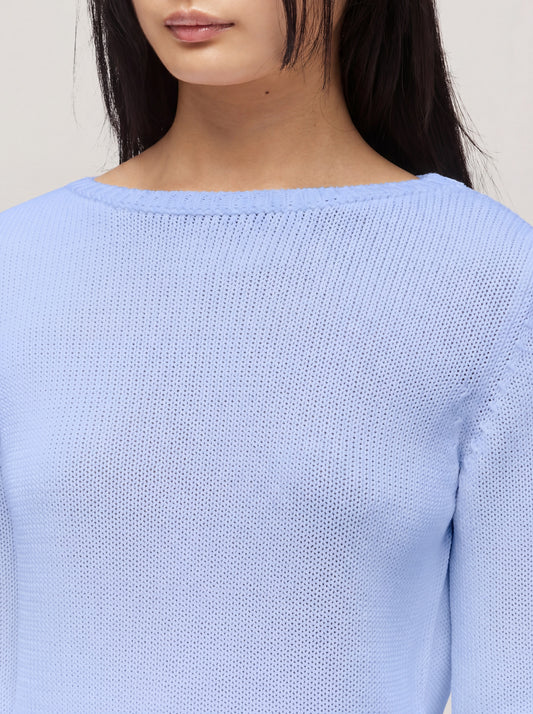 Maglia in cotone scollo barchetta a manica lunga - Maglia in cotone scollo barchetta a manica lunga alt - 002