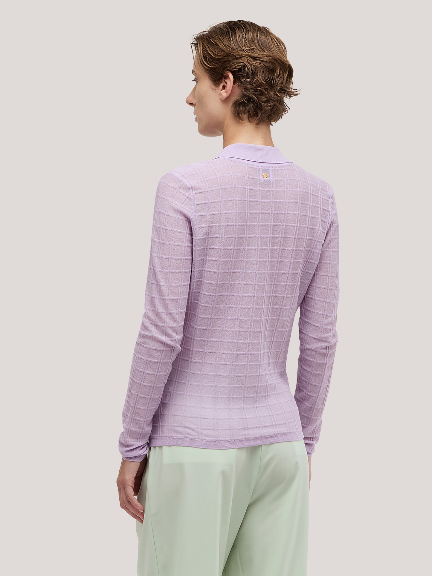 Maglia camicia manica lunga in quadrillage trasparente lilac 260w00_ss262c_311lil 72835602743622